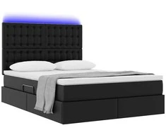 Lova su daiktų laikymo vieta ir LED su LED Juoda 140 x 200 cm