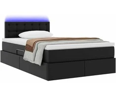 Lova su daiktų laikymo vieta ir LED su LED Juoda 120 x 200 cm