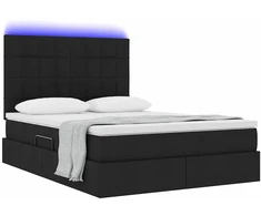 Lova su daiktų laikymo vieta ir LED su LED Juoda 140 x 190 cm
