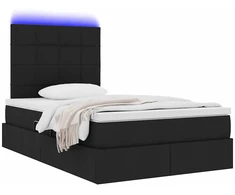 LED saugojimo lova su čiužiniu Juoda 120 x 200 cm Audinys