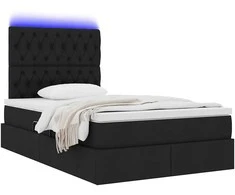 LED saugojimo lova su čiužiniu Juoda 120 x 200 cm Audinys
