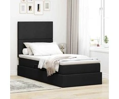 Lova su daiktų laikymo vieta ir LED su LED Juoda 90 x 200 cm