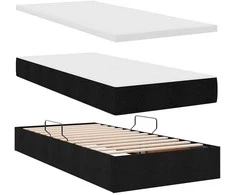 Lova su daiktų laikymo vieta ir LED su LED Juoda 100 x 200 cm
