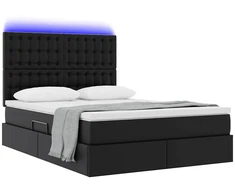 Lova su daiktų laikymo vieta ir LED su LED Juoda 140 x 190 cm