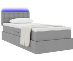 Lova su daiktų laikymo vieta ir LED Šviesiai pilka 90 x 200 cm