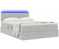 Lova su daiktų laikymo vieta ir LED Šviesiai pilka 140 x 190 cm