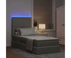 Lova su daiktų laikymo vieta ir LED Šviesiai pilka 90 x 200 cm
