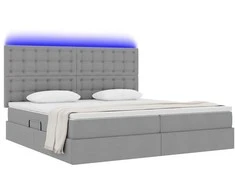 Lova su daiktų laikymo vieta ir LED Šviesiai pilka 200 x 200 cm