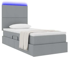 Lova su daiktų laikymo vieta ir LED Šviesiai pilka 90 x 200 cm