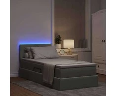Lova su daiktų laikymo vieta ir LED Šviesiai pilka 90 x 190 cm