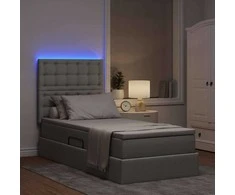 Lova su daiktų laikymo vieta ir LED Šviesiai pilka 90 x 190 cm