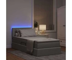 Lova su daiktų laikymo vieta ir LED Šviesiai pilka 90 x 190 cm