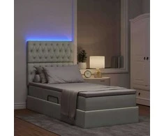 Lova su daiktų laikymo vieta ir LED Šviesiai pilka 90 x 200 cm