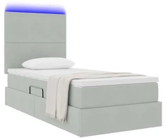 LED saugojimo lova su čiužiniu Šviesiai pilka 90 x 200 cm