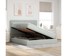 Lova su daiktų laikymo vieta ir LED Šviesiai pilka 180 x 200 cm