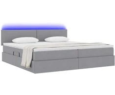 Lova su daiktų laikymo vieta ir LED Šviesiai pilka 200 x 200 cm