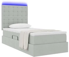 Lova su daiktų laikymo vieta ir LED Šviesiai pilka 90 x 200 cm