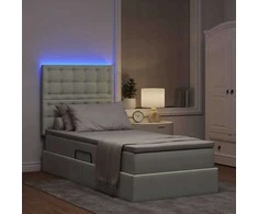 Lova su daiktų laikymo vieta ir LED Šviesiai pilka 90 x 190 cm