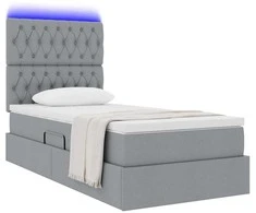 Lova su daiktų laikymo vieta ir LED Šviesiai pilka 90 x 200 cm