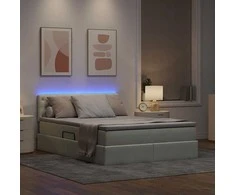 Lova su daiktų laikymo vieta ir LED Šviesiai pilka 140 x 200 cm