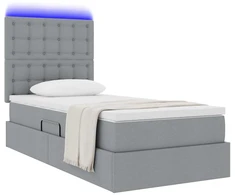 Lova su daiktų laikymo vieta ir LED Šviesiai pilka 90 x 200 cm