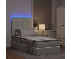 Lova su daiktų laikymo vieta ir LED Šviesiai pilka 90 x 200 cm
