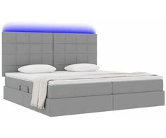 Lova su daiktų laikymo vieta ir LED Šviesiai pilka 200 x 200 cm