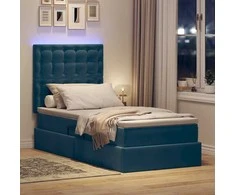 Lova su daiktų laikymo vieta ir LED Tamsiai mėlyna 100 x 200 cm