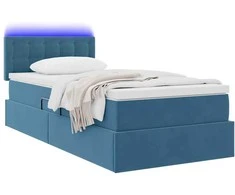 Lova su daiktų laikymo vieta ir LED Tamsiai mėlyna 90 x 200 cm