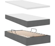 Lova su daiktų laikymo vieta ir LED Tamsiai pilka 90 x 200 cm