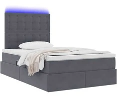 LED saugojimo lova su čiužiniu Tamsiai pilka 120 x 200 cm