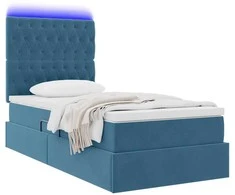 LED saugojimo lova su čiužiniu Tamsiai mėlyna 90 x 200 cm