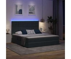 Lova su daiktų laikymo vieta ir LED Tamsiai pilka 180 x 200 cm
