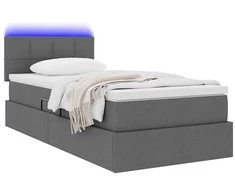 Lova su daiktų laikymo vieta ir LED Tamsiai pilka 90 x 200 cm