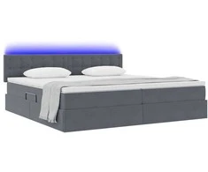 Lova su daiktų laikymo vieta ir LED Tamsiai pilka 200 x 200 cm