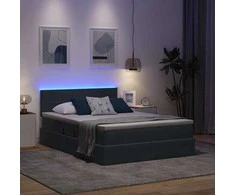 Lova su daiktų laikymo vieta ir LED Tamsiai pilka 140 x 200 cm