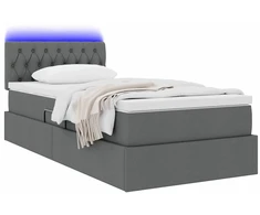 LED saugojimo lova su čiužiniu Tamsiai pilka 90 x 190 cm