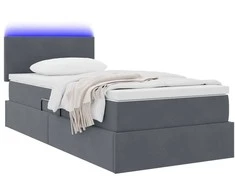 Lova su daiktų laikymo vieta ir LED Tamsiai pilka 100 x 200 cm