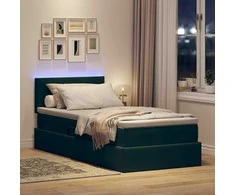 Lova su daiktų laikymo vieta ir LED Tamsiai žalia 90 x 200 cm