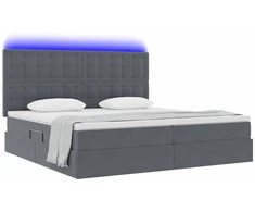 Lova su daiktų laikymo vieta ir LED Tamsiai pilka 200 x 200 cm