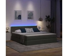 Lova su daiktų laikymo vieta ir LED Tamsiai pilka 160 x 200 cm