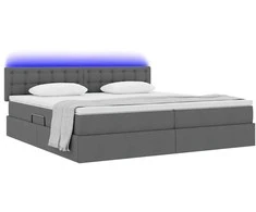 Lova su daiktų laikymo vieta ir LED Tamsiai pilka 200 x 200 cm