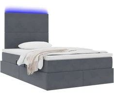 Lova su daiktų laikymo vieta ir LED Tamsiai pilka 120 x 190 cm