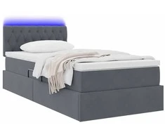 Lova su daiktų laikymo vieta ir LED Tamsiai pilka 90 x 200 cm