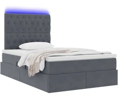 Lova su daiktų laikymo vieta ir LED Tamsiai pilka 120 x 200 cm