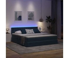 Lova su daiktų laikymo vieta ir LED Tamsiai mėlyna 160 x 200 cm