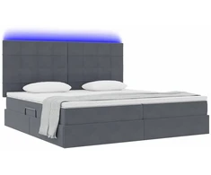 LED saugojimo lova su čiužiniu Tamsiai pilka 200 x 200 cm