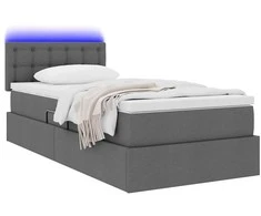 Lova su daiktų laikymo vieta ir LED Tamsiai pilka 90 x 200 cm
