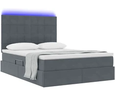 LED saugojimo lova su čiužiniu Tamsiai pilka 140 x 200 cm