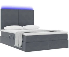 Lova su daiktų laikymo vieta ir LED Tamsiai pilka 140 x 190 cm